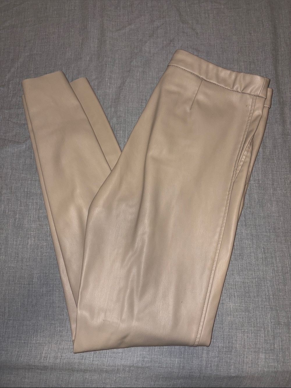 Women’s Beige Faux Leather Pants